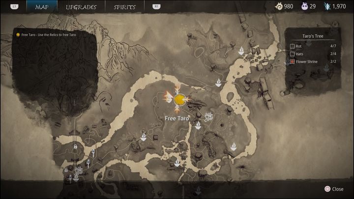 Po krótkiej rozmowie z Rusu, dowiecie się, że relikt Lantern, który zdobyliście po walce z Shrine Guardian, należy przynieść do miejsca, w którym wszystko się zaczęło - Kena Bridge of Spirits: Free Taro - solucja, opis przejścia - Kena Bridge of Spirits - poradnik do gry