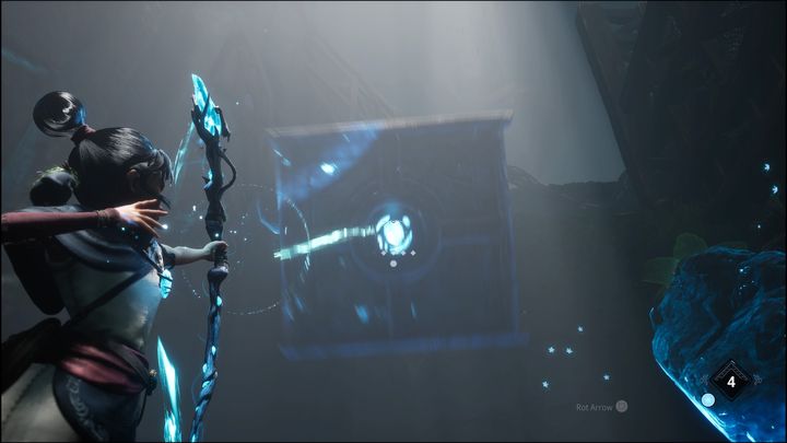 Gdy platformy się uformują, skoczcie na dwie po lewej stronie, następnie na jedną przed sobą, a potem na jedną za Wami - Kena Bridge of Spirits: Help the Woodsmith - solucja, opis przejścia - Kena Bridge of Spirits - poradnik do gry