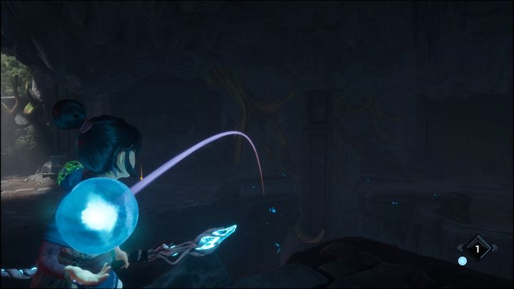 Następnie rzućcie bombą w stronę połyskujących skał - Kena Bridge of Spirits: Adiras Love - solucja, opis przejścia - Kena Bridge of Spirits - poradnik do gry