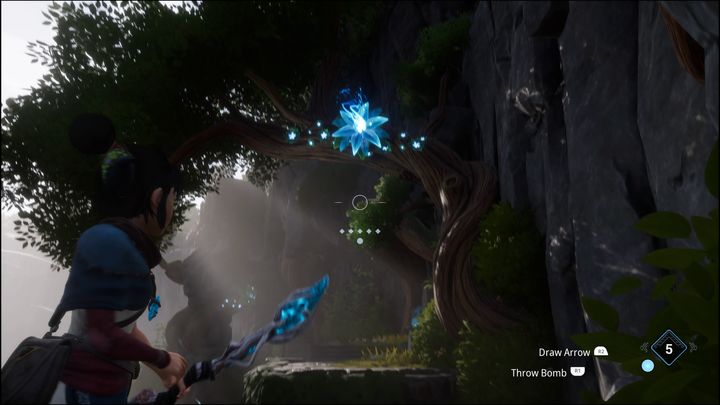 Po wykonaniu tej czynności, wyjdźcie na zewnątrz, kierując się w stronę niebieskich kwiatów - Kena Bridge of Spirits: Adiras Love - solucja, opis przejścia - Kena Bridge of Spirits - poradnik do gry