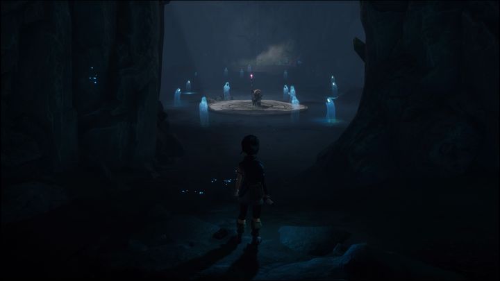 Po przejściu na drugą stronę zobaczycie w oddali pewną postać usytuowaną na środku kręgu - Kena Bridge of Spirits: Tutorial - solucja, opis przejścia - Kena Bridge of Spirits - poradnik do gry