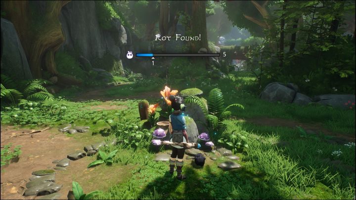 Następny Rot pojawi się blisko mniejszych kamieni w środku lasu - Kena Bridge of Spirits: Tutorial - solucja, opis przejścia - Kena Bridge of Spirits - poradnik do gry