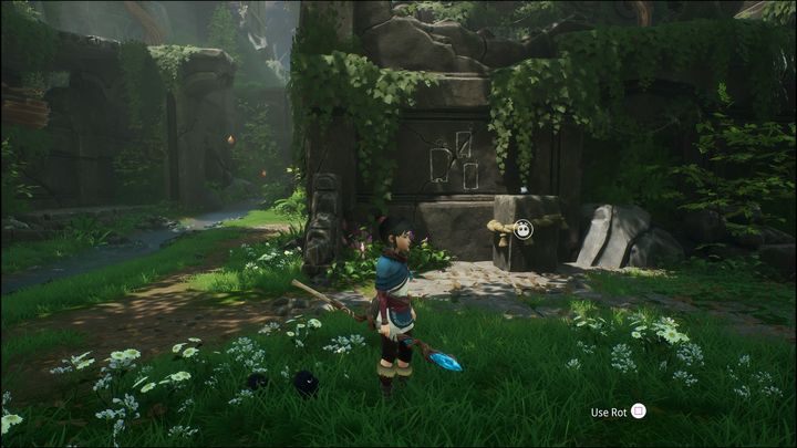 Po oczyszczeniu lasu, będziecie musieli przenieść mały blok, który znajduje się blisko ściany - Kena Bridge of Spirits: Tutorial - solucja, opis przejścia - Kena Bridge of Spirits - poradnik do gry