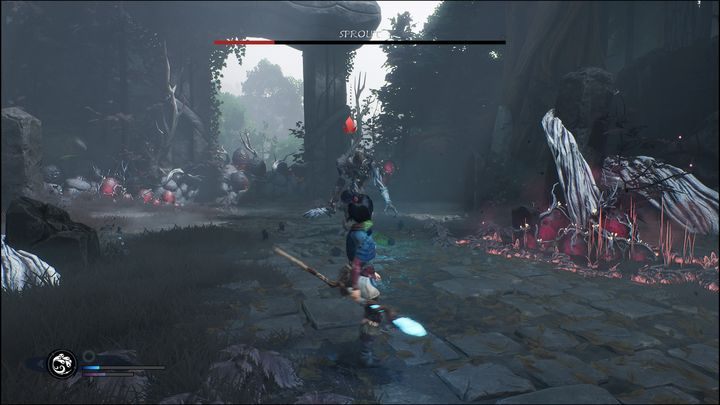 Po pewnej ilości ataków powinniście naładować Courage, dzięki czemu będziecie mogli skorzystać z pomocy Rot - Kena Bridge of Spirits: Sprout - boss, jak pokonać? - Kena Bridge of Spirits - poradnik do gry