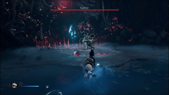 Przeciwnik jest w zasadzie ułatwieniem, gdyż możecie na nim naładować swój wskaźnik Courage i skorzystać z pomocy Rot - Kena Bridge of Spirits: Kappa - boss, jak pokonać? - Kena Bridge of Spirits - poradnik do gry