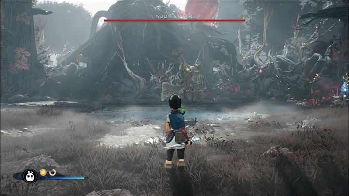 Po pokonaniu wszystkich małpich przeciwników, pojawi się boss, Wood Knight - Kena Bridge of Spirits: Wood Knight - boss, jak pokonać? - Kena Bridge of Spirits - poradnik do gry