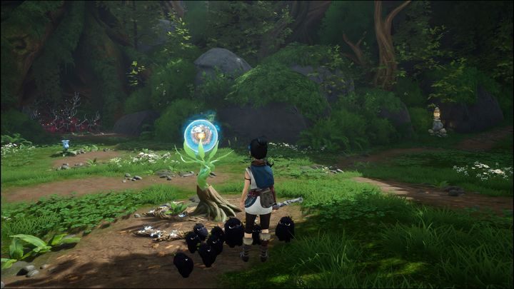 Po pokonaniu wrogów i oczyszczeniu lasu, pojawi się ponownie Forest Tear - Kena Bridge of Spirits: Help Taro - solucja, opis przejścia - Kena Bridge of Spirits - poradnik do gry