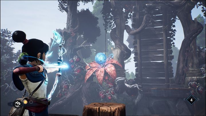 Po pokonaniu wszystkich przeciwników, kwiat otworzy się, dzięki czemu będziecie mogli użyć Rot, aby oczyścić kwiat - Kena Bridge of Spirits: Taros Fear - solucja, opis przejścia - Kena Bridge of Spirits - poradnik do gry