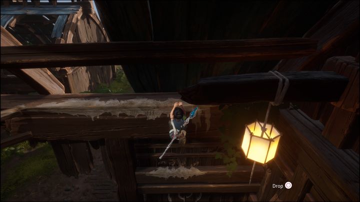 Idąc kawałek dalej w prawo, powinniście zauważyć windę, która zaprowadzi Was na niższy poziom - Kena Bridge of Spirits: Adiras Regret - solucja, opis przejścia - Kena Bridge of Spirits - poradnik do gry