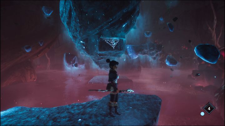 Wskoczcie na platformę po prawej, a następnie złapcie się krawędzi widocznej na zdjęciu - Kena Bridge of Spirits: Adiras Regret - solucja, opis przejścia - Kena Bridge of Spirits - poradnik do gry