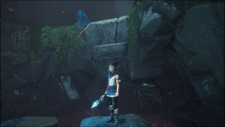 Gdy wskoczycie na ostatnią platformę, za Wami znajdywać się będzie ściana, po której będziecie mogli się wspiąć - Kena Bridge of Spirits: Adiras Regret - solucja, opis przejścia - Kena Bridge of Spirits - poradnik do gry