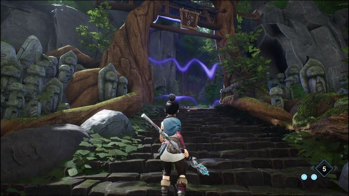 Po dotarciu do bramy, wystarczy tylko skorzystać z umiejętności Dash, aby rozpocząć misję Hunter Path - Kena Bridge of Spirits: Hunter Path - solucja, opis przejścia - Kena Bridge of Spirits - poradnik do gry