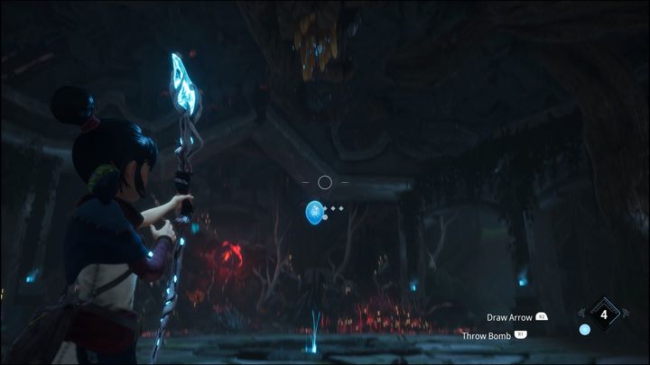 Zestrzelcie Forest Tear, aby trafiła idealnie w centrum - Kena Bridge of Spirits: Rot Eater - boss, jak pokonać? - Kena Bridge of Spirits - poradnik do gry