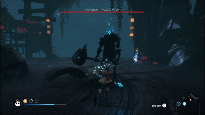 Kiedy bariera bossa zniknie, możecie go atakować przeróżnymi atakami - Kena Bridge of Spirits: Corrupt Woodsmith - boss, jak pokonać? - Kena Bridge of Spirits - poradnik do gry