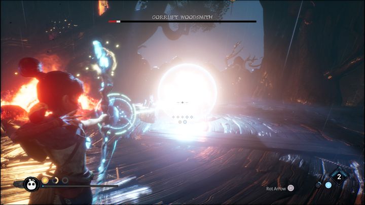 Ponadto, boss w tym momencie będzie zestunowany na dłuższy moment, dlatego możecie korzystać ze skumulowanych punktów Courage, aby użyć wszystkie mocne ataki w bossa - Kena Bridge of Spirits: Corrupt Woodsmith - boss, jak pokonać? - Kena Bridge of Spirits - poradnik do gry