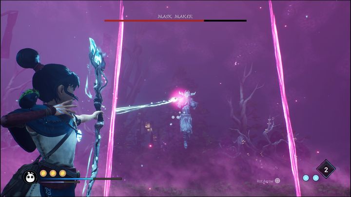 Kopie te pojawiają się nad Wami, przy każdej ścianie bariery - Kena Bridge of Spirits: Mask Maker - boss, jak pokonać? - Kena Bridge of Spirits - poradnik do gry