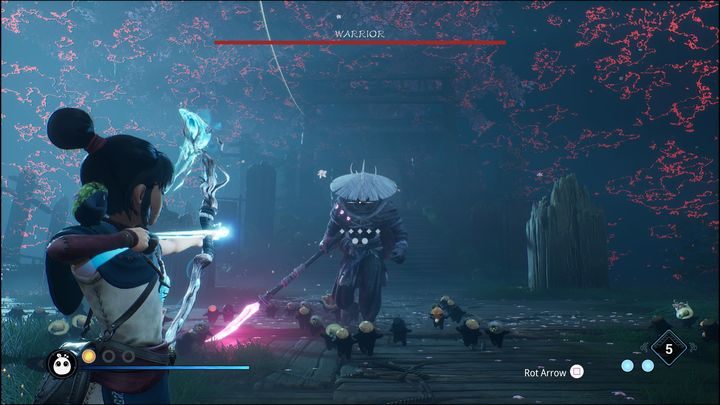 Warrior zazwyczaj atakuje raz za pomocą swojej włóczni - Kena Bridge of Spirits: Warrior - boss, jak pokonać? - Kena Bridge of Spirits - poradnik do gry