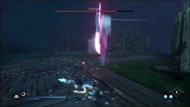 Gdy będziecie bardzo blisko niego, Warrior może szybko wykonać odskok do tyłu - Kena Bridge of Spirits: Warrior - boss, jak pokonać? - Kena Bridge of Spirits - poradnik do gry