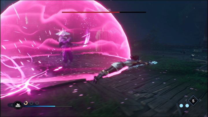 Boss również korzysta z podobnego ataku co Mask Maker, czyli wywołuje potężny wybuch, który kieruje się w stronę całej areny - Kena Bridge of Spirits: Warrior - boss, jak pokonać? - Kena Bridge of Spirits - poradnik do gry