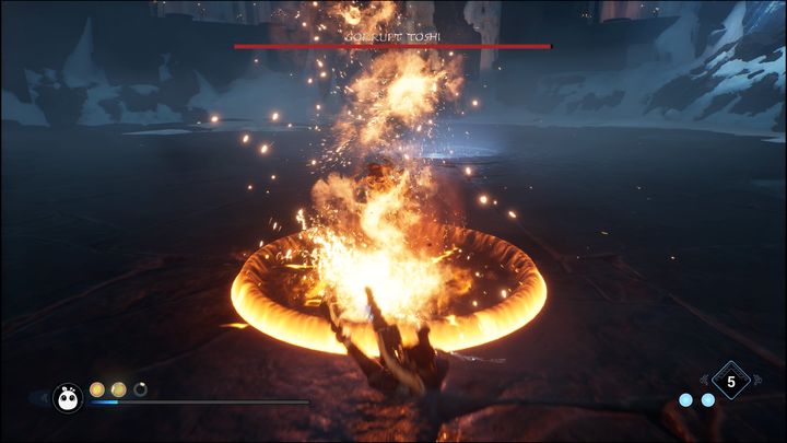 Najgroźniejsza jest jego seria ataków, którą wykonuje bardzo często, gdy tylko się do Was zbliży - Kena Bridge of Spirits: Corrupt Toshi - boss, jak pokonać? - Kena Bridge of Spirits - poradnik do gry