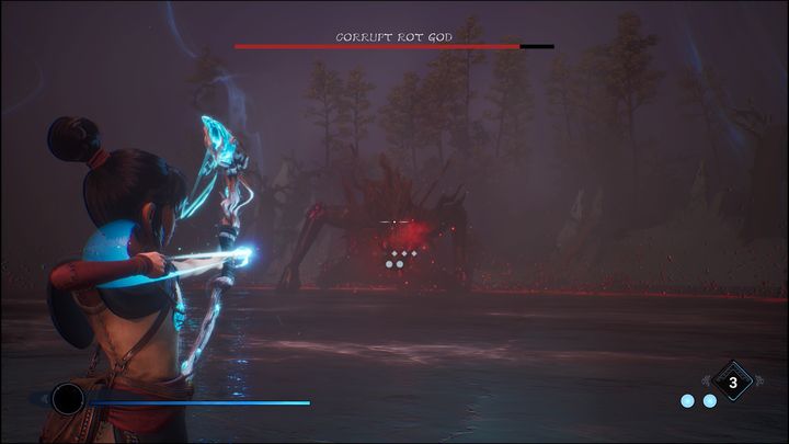 W pierwszej fazie boss, po pojawieniu się na arenie, momentalnie zacznie szarżować w Waszą stronę - Kena Bridge of Spirits: Corrupt Rot God - boss, jak pokonać? - Kena Bridge of Spirits - poradnik do gry