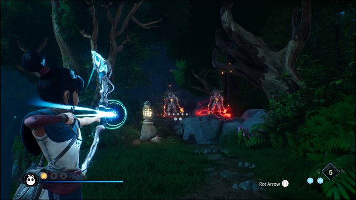 Aby zdobyć to trofeum, potrzebujecie łuku, oraz wykupionej umiejętności, nazywającej się Rot Infused Arrow - Kena Bridge of Spirits: Przeszywające uderzenie - jak zdobyć trofeum? - Kena Bridge of Spirits - poradnik do gry