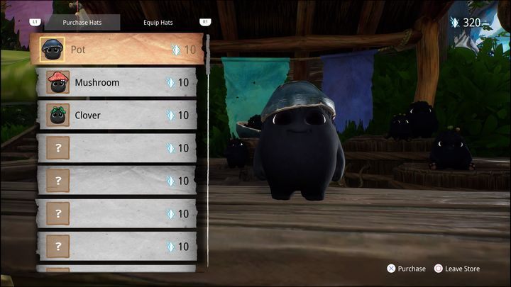 Wchodząc w interakcję z Hat Cart, pierwsza zakładka jaka się pojawi to możliwość kupna czapeczek - Kena Bridge of Spirits: Hat Cart - co odblokowuje? - Kena Bridge of Spirits - poradnik do gry