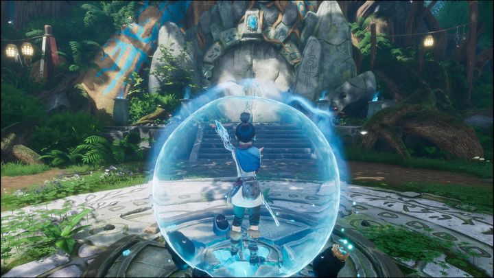 Ustawcie się na platformie, a następnie skorzystajcie z Pulse - Kena Bridge of Spirits: Taros Love - solucja, opis przejścia - Kena Bridge of Spirits - poradnik do gry