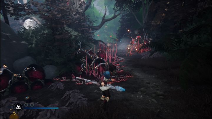 Idąc w głąb spaczonego lasu, napotkacie kilku wrogów - Kena Bridge of Spirits: Taros Regret - solucja, opis przejścia - Kena Bridge of Spirits - poradnik do gry