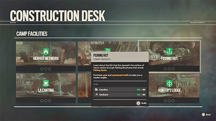 W polowaniach może Wam pomagać chatka rybacka (Fishing Hut), którą możecie zamówić przy Biurku budowlanym jako jeden z projektów do postawienia w kryjówce rebeliantów (Farma Montero lub Patriotas Peak lub Obóz Maximas) - Far Cry 6: Polowania na zwierzęta, łowienie ryb - Far Cry 6 - poradnik do gry
