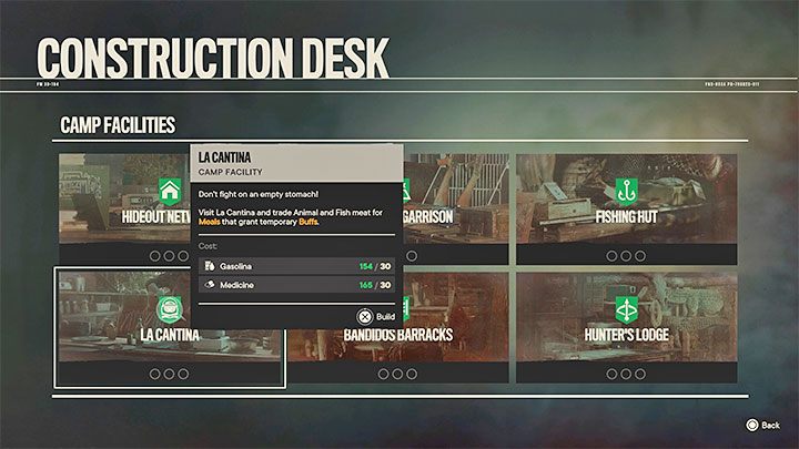 Wszystkie pozyskane zdobycze dzięki polowaniu na dzikie zwierzęta oraz łowieniu ryb mają swoje zastosowanie, przy czym najpierw musicie wybudować w jednej z kryjówek partyzantów kantynę (La Cantina), która odblokowuje opcję gotowania posiłków - Far Cry 6: Polowania na zwierzęta, łowienie ryb - Far Cry 6 - poradnik do gry