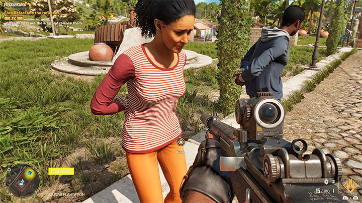 Do uwalniania nakładników najlepiej przystąpić dopiero po przynajmniej częściowym zabezpieczeniu okolicy - podchodźcie do kolejnych uchodźców i przytrzymujcie przycisk interakcji żeby oswobodzić każdego z nich - Far Cry 6: Cenny ładunek (Precious Cargo) - solucja, opis przejścia - Far Cry 6 - poradnik do gry