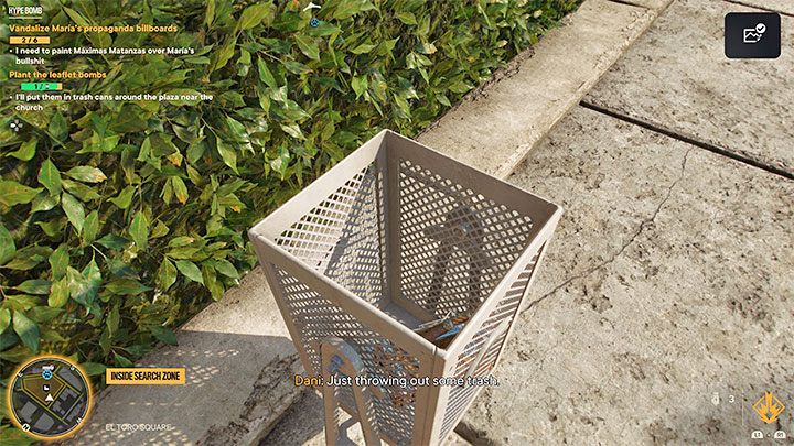 W przypadku tego celu misji musicie rozglądać się za pobłyskującymi koszami na śmieci - Far Cry 6: Bombowy szum (Hype Bomb) - solucja, opis przejścia - Far Cry 6 - poradnik do gry