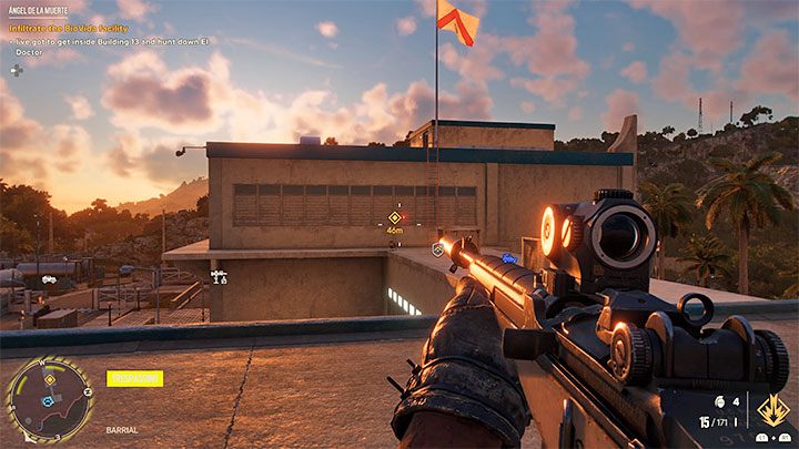 Wejście do głównego budynku 13 jest zamknięte i zamiast zajmowania się odnalezieniem karty dostępu udajcie się w stronę tylnego budynku - Far Cry 6: Angel De La Muerte - solucja, opis przejścia - Far Cry 6 - poradnik do gry