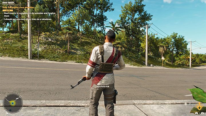 W ramach piątego wyzwania musicie przebaczać przeciwnikom poprzez wykonywanie na nich cichych egzekucji i należy w ten sposób pozbyć się 3 dowolnych wrogów - Far Cry 6: Terapia wstrząsowa (Shock Therapy) - solucja, opis przejścia - Far Cry 6 - poradnik do gry