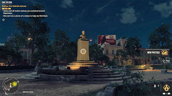Przykładowy pomnik Gabriela pokazuje powyższy obrazek - powinniście łatwo rozpoznawać je z większej odległości - Far Cry 6: Pomaluj miasto (Paint the Town) - solucja, opis przejścia - Far Cry 6 - poradnik do gry