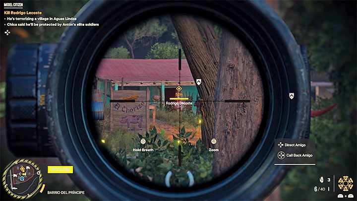 Najlepszy sposób na wykonanie zlecenia to zidentyfikowanie Rodriga z użyciem smartfona, a następnie zabicie celu misji strzałem z dużej odległości - celujcie w głowę mężczyzny - Far Cry 6: Wzorowy obywatel (Model Citizen) - solucja, opis przejścia - Far Cry 6 - poradnik do gry