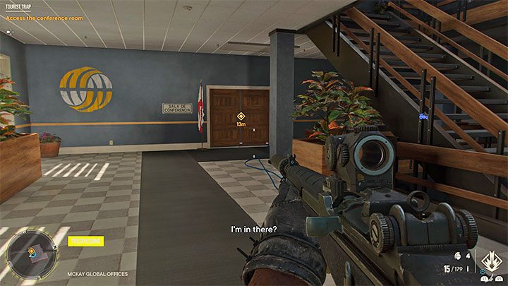 Dotrzyjcie do oznaczonych drzwi sali konferencyjnej - Far Cry 6: Pułapka na turystów (Tourist Trap) - solucja, opis przejścia - Far Cry 6 - poradnik do gry