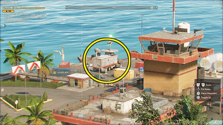 Zakłócacz z punktu 5 na mapie jest na terenie wrogiej bazy i nie musicie pozbywać się wszystkich żołnierzy z tej lokacji - Far Cry 6: To nie są zakłócenia (Were Unjammin) - solucja, opis przejścia - Far Cry 6 - poradnik do gry