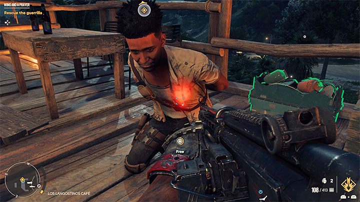 Na terenie kawiarni przebywa grupa przeciwników, aczkolwiek nie musicie skradać się i nawet jeśli przystąpicie do bezpośrednich walk to życie rebelianta nie znajdzie się nagle w śmiertelnym niebezpieczeństwie - Far Cry 6: Skrzydło i modlitwa (Wing and a Prayer) - solucja, opis przejścia - Far Cry 6 - poradnik do gry