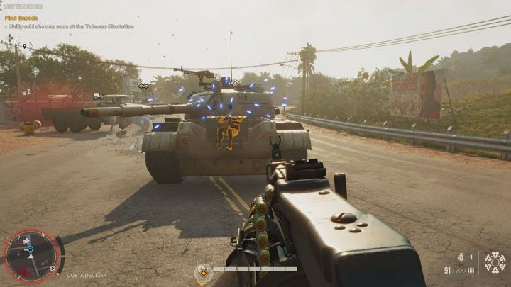 Plan działania zakłada zdetonowanie ładunku IEM w pobliżu czołgu i o wiele łatwiej będzie Wam tego dokonać z wykorzystaniem suprema, które ma znacznie większy zasięg od granatu - Far Cry 6: Czołg - jak ukraść? - Far Cry 6 - poradnik do gry