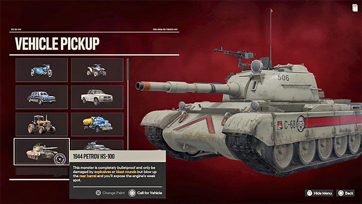 Czołg 1944 Petrov HS-100 powinien zostać dodany do garażu maszyn, dzięki czemu podczas wchodzenia w interakcję z budką telefoniczną do wybierania pojazdów powinien być już zawsze dostępny w przyszłości - Far Cry 6: Czołg - jak ukraść? - Far Cry 6 - poradnik do gry
