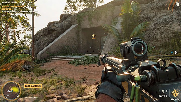 Musicie znaleźć wejście do bunkra pod posiadłością - pokazuje je dołączony obrazek - Far Cry 6: Napoleon El Pequeno - solucja, opis przejścia - Far Cry 6 - poradnik do gry