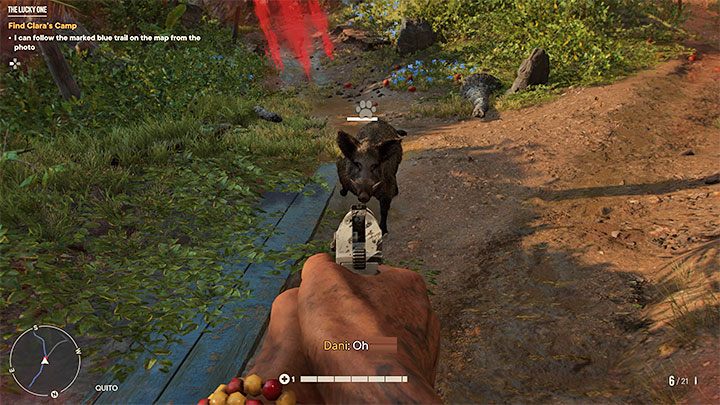 Bohater zdobędzie trochę amunicji dzięki (automatycznemu) przeszukaniu ciała wroga, ale bezpieczniej jest w dalszym ciągu polegać na egzekucjach maczetą - Far Cry 6: Prawdziwy fart (The Lucky One) - solucja, opis przejścia - Far Cry 6 - poradnik do gry