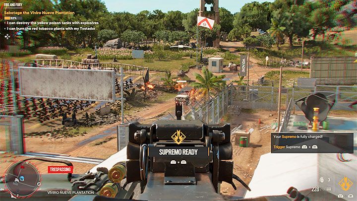 W trakcie wykonywania czynności na terenie plantacji macie swobodę działania - możecie pozostawać w ukryciu lub przystępować do walk, które wiążą się jednak z ryzykiem utraty zdrowia oraz wezwania posiłków (w centralnej części plantacji można sabotować alarm) - Far Cry 6: Ogień i furia (Fire and Fury) - solucja, opis przejścia - Far Cry 6 - poradnik do gry