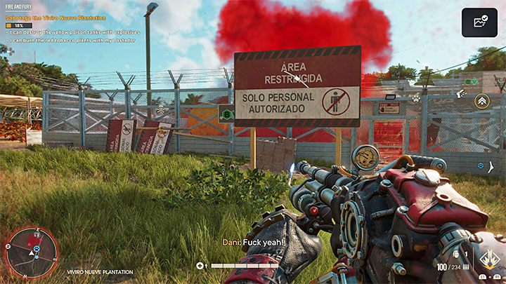 Drugi sposób na dokonywanie zniszczeń to wysadzanie dużych żółtych zbiorników - Far Cry 6: Ogień i furia (Fire and Fury) - solucja, opis przejścia - Far Cry 6 - poradnik do gry