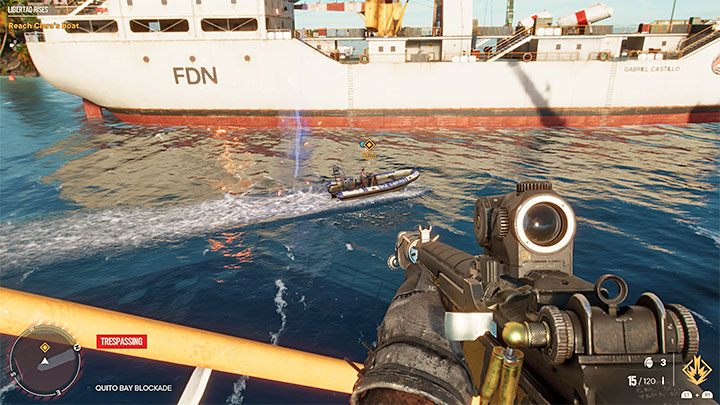 Po zabezpieczeniu obu statków odczekajcie chwilę na pojawienie się pomiędzy nimi łodzi Clary - Far Cry 6: Libertad powstaje (Libertad Rises) - solucja, opis przejścia - Far Cry 6 - poradnik do gry