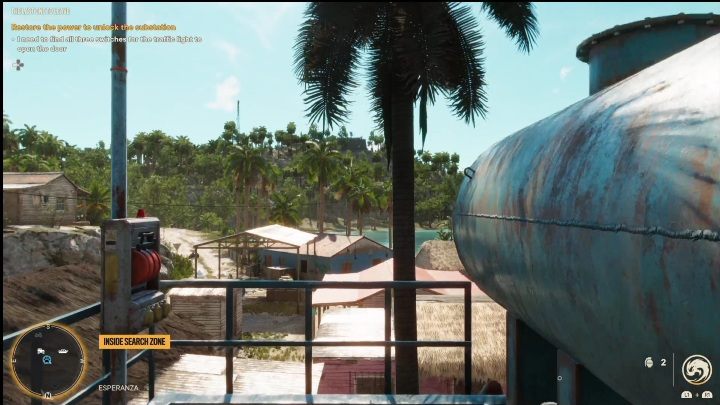 Czas wspiąć się na metalowy masz, na którym znajdziecie kolejny przełącznik - Far Cry 6: Ostatni wychodzący - Wyprawy po skarby (Esperanza) - Far Cry 6 - poradnik do gry