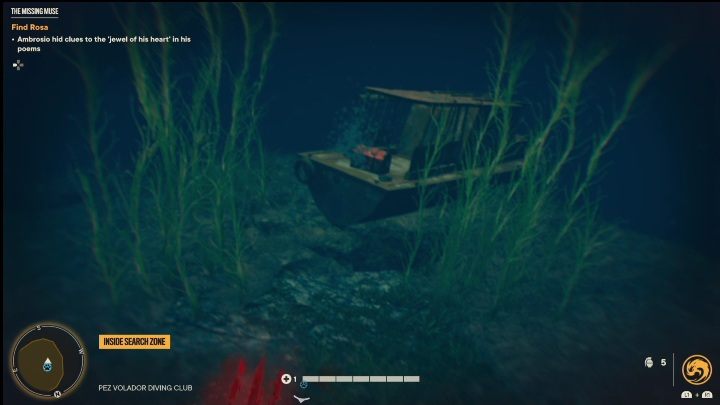 Następnie musicie się skupić, aby dotrzeć do skały oświetlanej niewielką lampą - Far Cry 6: Zaginiona muza - Wyprawy po skarby (Valle De Oro) - Far Cry 6 - poradnik do gry