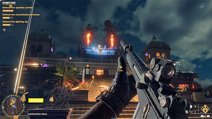 Rozpocznie się koncert, w trakcie którego Waszym zadaniem będzie ochranianie tutejszych urządzeń - głośników (Speaker System), anteny transmisyjnej (Transmission Antena) oraz systemu oświetleniowego (Lighting Rig) - Far Cry 6: Radio partyzanckie (Guerrilla Radio) - solucja, opis przejścia - Far Cry 6 - poradnik do gry